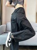 Quick-Drying Trousers Women's Summer Thin Ice Silk Straight Sunscreen Spring And Autumn Broad-Legged Paratroopers