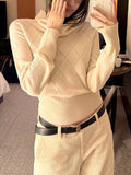 Taste Oni Inside The High Sense Of Wisdom All Wool Hollow Rhyme Collar Sweater Women's New Winter