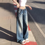 Vintage Hottie Low-Rise Loose Broad-Legged Trousers Spring And Summer Straight Jeans Women's New & Trousers Lengthened