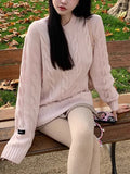 Girls Old Money Blossom Collection Loose Sweater Coat / Knitted Sweater Short Dress Set