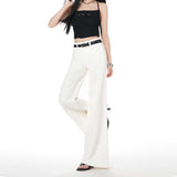 White High-Waisted Elastic Micro-Tipped Jeans Women In Spring 2026 New Non-Legged Thin Drag Trousers