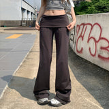 YC& Hottie Low-Rise Trumpet Trousers Slimming Thin Yoga Pants Match Elastic Casual Pants Women