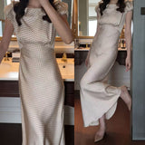 Korean Chic Summer French Temperament Vintage Elegant Small Sexy Slimming Bubble Bubble Sleeve Dress Woman