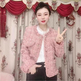 Pink Small Fragrant Wind Inside The Cotton Coat Women's New Winter Coarse Flowers, The Famous Wind Top Women's Coarse Flowers Women's Clothing