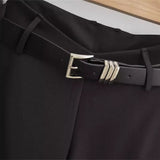 Hottie Trend With Black Suit Pants Women Autumn Niche Design Loose Straight Leisure Belt Broad Leg Pants