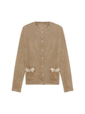 Fine-Flash Short Knitted Open-Shirt Fake Tie Strapped Breast Sling Cotton Bow Top Femininity Commuting