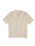 (French Holiday) Hollow And Obedient Knitted Cardigan Women's Short Sleeves
