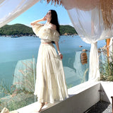 2026 New Thai Tourism Holiday French-Style Collar Design Top + Big Skirt Set