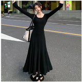 Little King Lost Autumn Day Slim High Fishtail Dress Women's Spring Dress New Long Dress