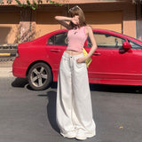 YC& Vintage High-Waisted Broad Legs Pants With A Sense Of Drag Spring And Summer Jeans Women & Trousers Lengthened