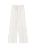 Cotton Tamplicing Embroidery Lace Spliced Casual Trousers With Embroidered Lace Cotton Slacks