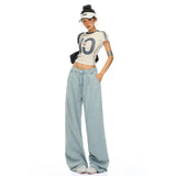 Summer New Lyselle Tiansi Millennium Hottie Candy Color Loose Broad-Legged Slacks Cyanide