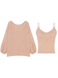 Oxygen Beauty~Slender Baby Hair Knitted Shirt / Vest Two-Piece Set Of Top Femininity Commuting