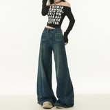 Vintage Lazy Wind New Water Wash-And-Hanging Jeans Women Autumn High-Rise Show Thin Leg Trousers Trousers
