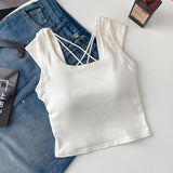 6033 # Dopamine Sling Vest Flying Sleeves Hottie Summer Short Small Design Wear Out-Of-Back