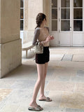 Comics Trousers Wearing Velvet Shorts Women Wearing Thin High Trousers Trousers Moss Shorts
