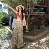 2025 Yunnan Northwest Tourism Knitted Twisted Espoo Hollow Coat + Irregular Flower Type High-Waist Broad Leg Pants