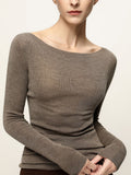 Germany Imported 100 Woolen Knitted Shirt Fashion Simple Word Collar Thin Wool Sweater Set On Top Of The Woman