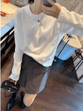 Simple Korean White Long-Sleeved T-Shirt 2026 Early Spring A Buckle Loose Casual Inside The Blouse In The Tide
