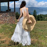2026 Tour Bohemian Vacation Lace Splicing Bare Back Dress Holiday Dress Fairy Dress
