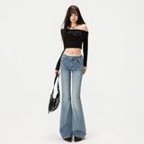 2026 Autumn And Winter New & Heavy Bamboo Section Texture Retro Low-Rise Loose Micro-Tipped Jeans