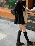 Sweet Sister Fast-In-A-Suited Navy Tie Knitted Top / Half-Dress Set Sweet Wind Suit Women Autumn And Winter