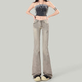 & Spice Girls Low-Rise Micro-Lapspepers Women 2026 New High Street Stunny Embroidered Old Horned Horseshoe Pants