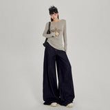 YC&2 Color Retro High-Waisted Broad Leg Pants Dredging Straight Jeans Women & Trousers Lengthened