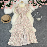 Tea Rest Orange Truss Skirt Summer New Waists Thin Sweet First Love Collar Broken Flowers Big Swing Dress