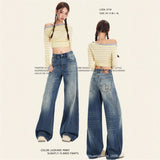 Vintage High-Rise Jeans Wide-Legged Woman's New Thin Loose Babes Straight Trousers Trousers & Long Pattern