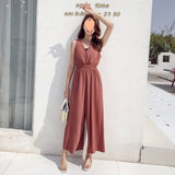 Pantyhose Women's Summer 2025 New Korean Version Of High-Rise Thin Fashionable Temperament Goddess Chiffon Broad-Legged Jumpsuit