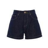 Vintage High-Waisted Loose Shorts Thin Summer New Straight Jeans Women Deep Blue