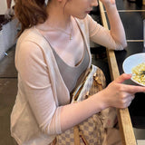 Basic Charm Fine Spinning Full-Haired Cool Sunscreen Ice Silk Cardigan Small Outer Hoodie Shirt Thin Knitted Shirt