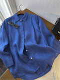 100 Linen ~ Simple Temperament Basic Solid Color Buffet Loose Linen Long-Sleeved Shirt Top