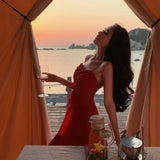 2025 Other Side Flower Design Feeling Waist Lotus Leaf Side Dress Dress Sanya Holiday Temperament Dress