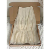 Apricot Skirt Spring And Summer 2026 New High-Rise Thin A Word Hundred Folded Lotus Leaf Side Long Skirt