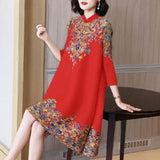 National Style Retro Improved Cheongsam Dress New 2026 Spring And Summer Temperament Middle-Age Mother Large-Size Women's Long Dress