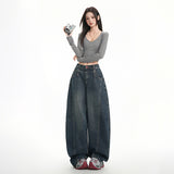 Vintage Wide-Legged Jeans Women Loose Thin-Skinny 2025 New Drag Trousers Without Belts