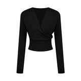 Tian Cuisine Study Club Tiansi V-Neck Knitted Shirt Thin Girl Autumn Pure Long Sleeve Chic Inside The Top Of The Blouse
