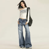 24Th Ootd! Rated Level | Heavy Craft Cat Wash Jeans Drag Floor Loose Straight Trousers