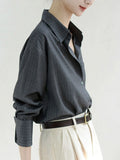 High-Endy, Sleaky Texture Shirt Female Oversize Loose Striped Silt Shirt Thin