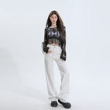 2025 Winter Explosion & On The Burst Color White Old Father Soft Broad Leg Tug Jeans
