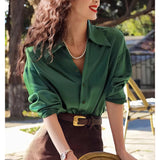 2025 New Ink Green Tops Lightly Cooked French Niche Set Of Tops Women's Design Sense Senior Shirt