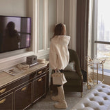 Et-Bunny Fur Coat Women's Winter New Loose Fur Short Top Hoodie / Collar