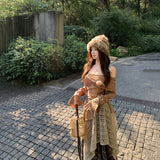 Autumn Xinjiang Sichuan West Tourism Wearing A Set Of Maillard Retro Style Yunnan Dali Dress