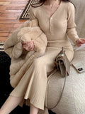 Romantic Curve 35 Wool Imported Woven Knitted Knitted Dress Women's Winter Sweater Skirt