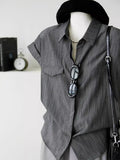 This Year's Popular Beautiful Loose Shirt Light Workplace Commute Wearing French Gray Short-Sleeved Shirt Shirt Women Summer