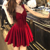 Rose Life Four Meters Skirt Princess Dress Bow Gold Feeling Sleeveless Short Dress