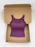 948# Summer New Sweet Lake Beaded Shoulder Strap Design Sling Vest Body-Integrated With Chest Cushions