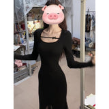 Black Fishtail Dress Women Spring Slimming Bag Hip Dress French Niche Design Beautiful Mesh Dress